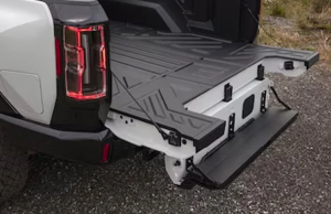 A photo of the back of a hummer EV truck near Carmel, Indiana.