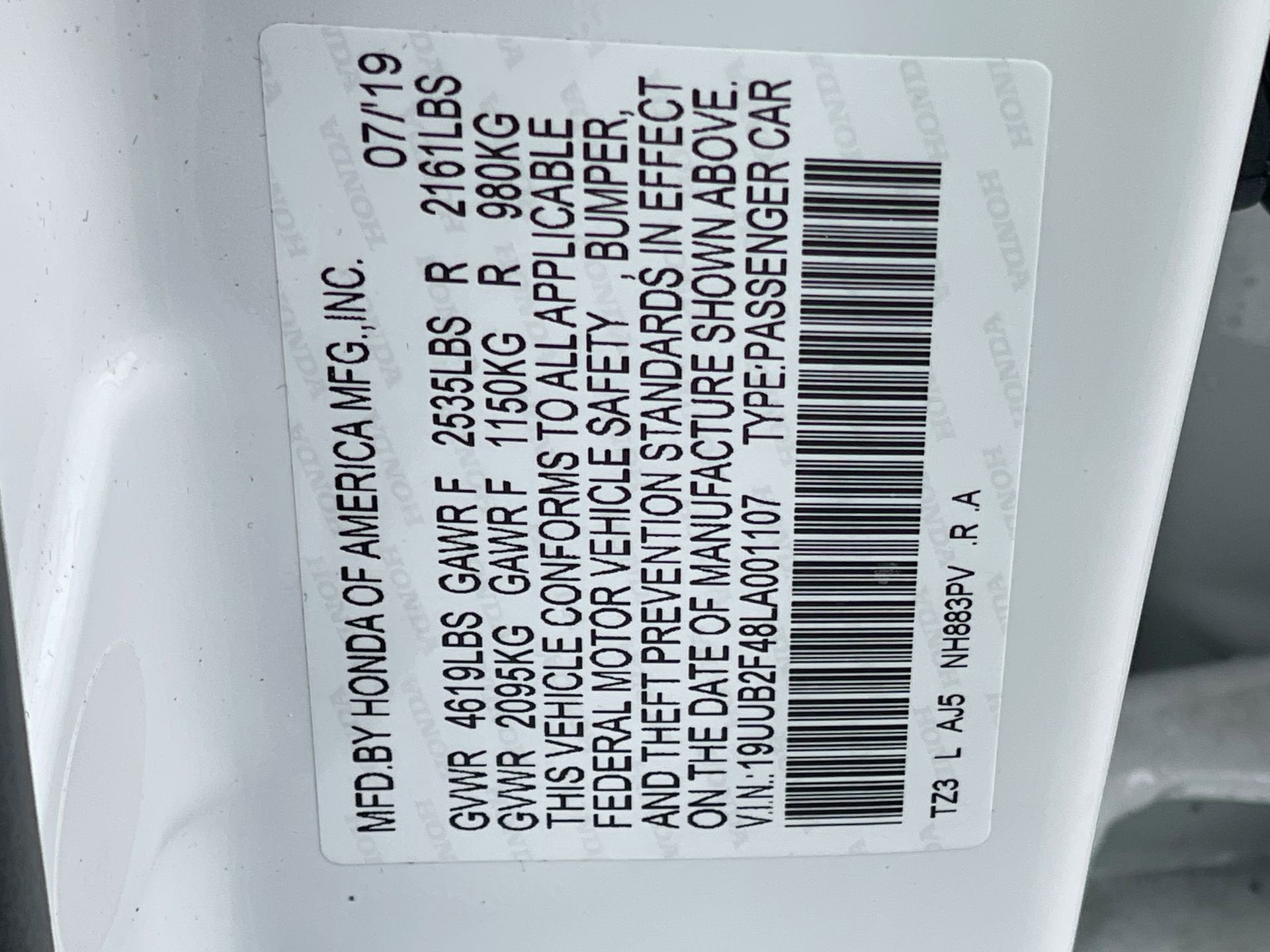 2020 Acura TLX w/Technology Pkg