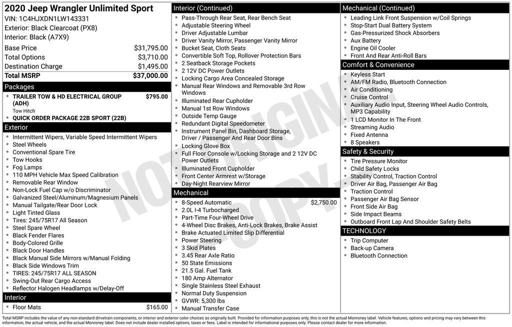 2020 Jeep Wrangler Unlimited Sport 4x4
