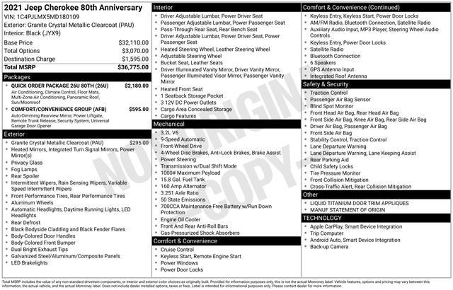 2021 Jeep Cherokee 80th Anniversary FWD