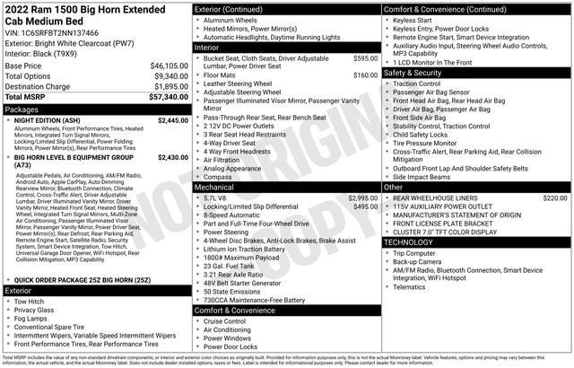 2022 RAM 1500 Big Horn Quad Cab 4x4 6'4" Box