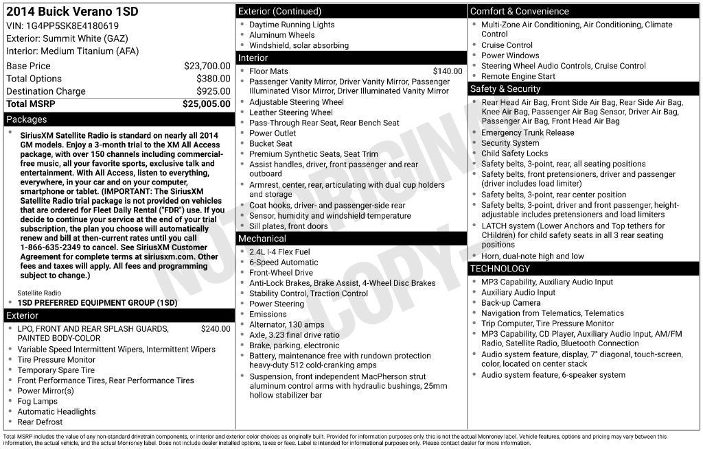 2014 Buick Verano 4DR SDN