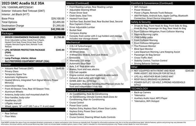 2023 GMC Acadia SLE