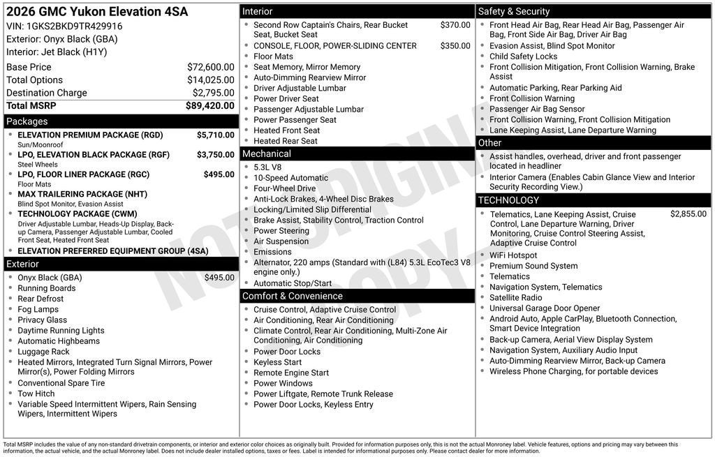 2026 GMC Yukon Elevation
