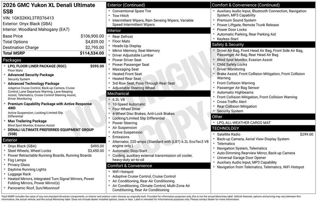 2026 GMC Yukon XL Denali Ultimate