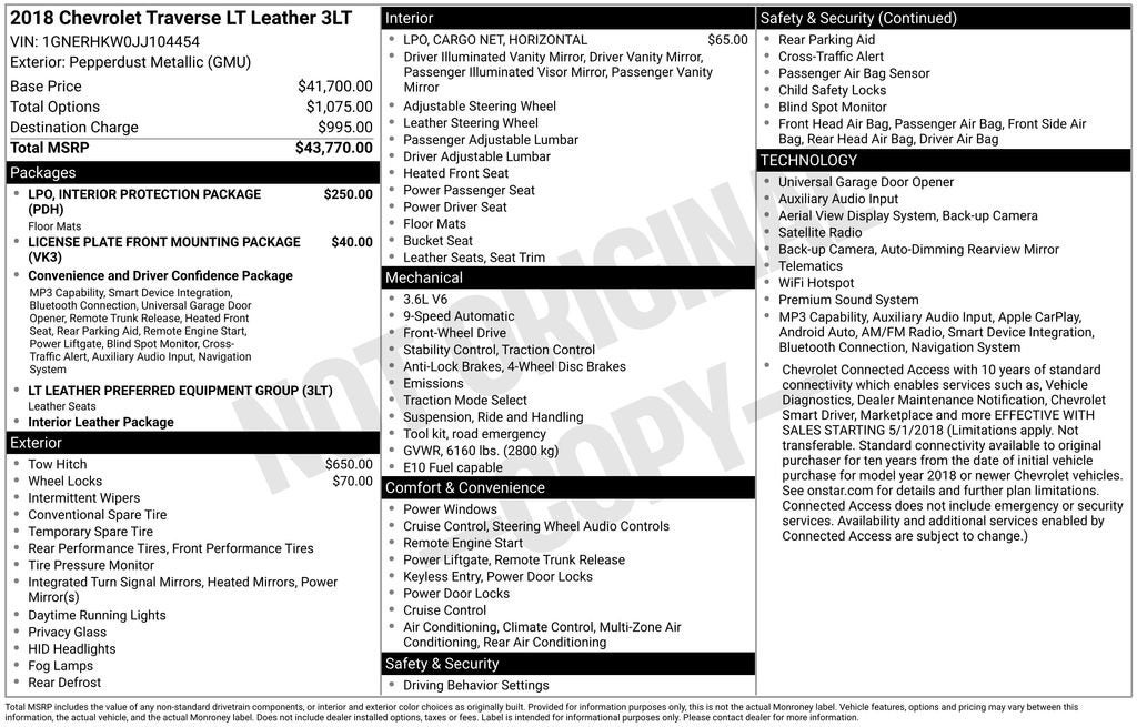 2018 Chevrolet Traverse LT Leather
