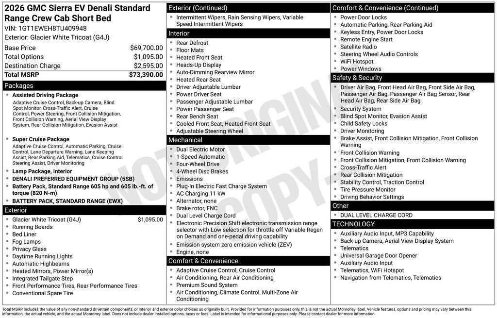2026 GMC Sierra EV Denali Standard Range