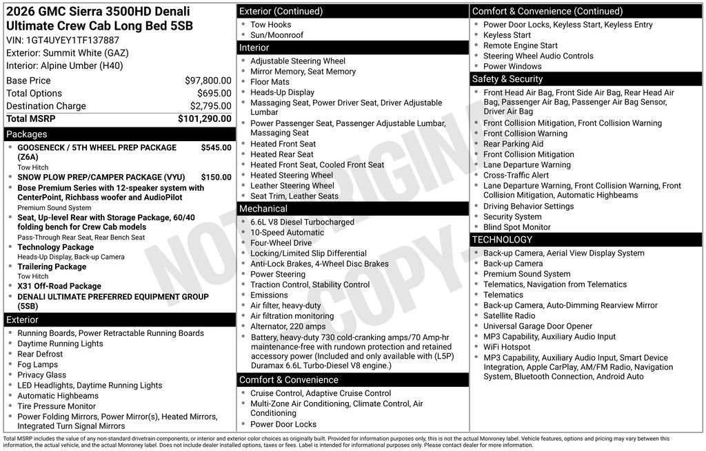 2026 GMC Sierra 3500 HD Denali Ultimate