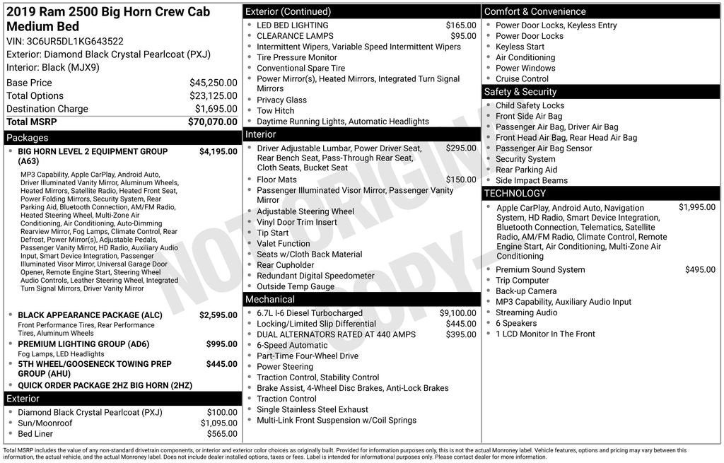 2019 RAM 2500 Big Horn Crew Cab 4x4 6'4" Box
