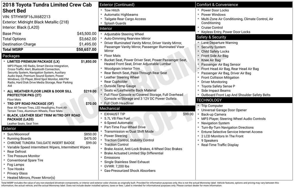 2018 Toyota Tundra Limited 5.7L V8