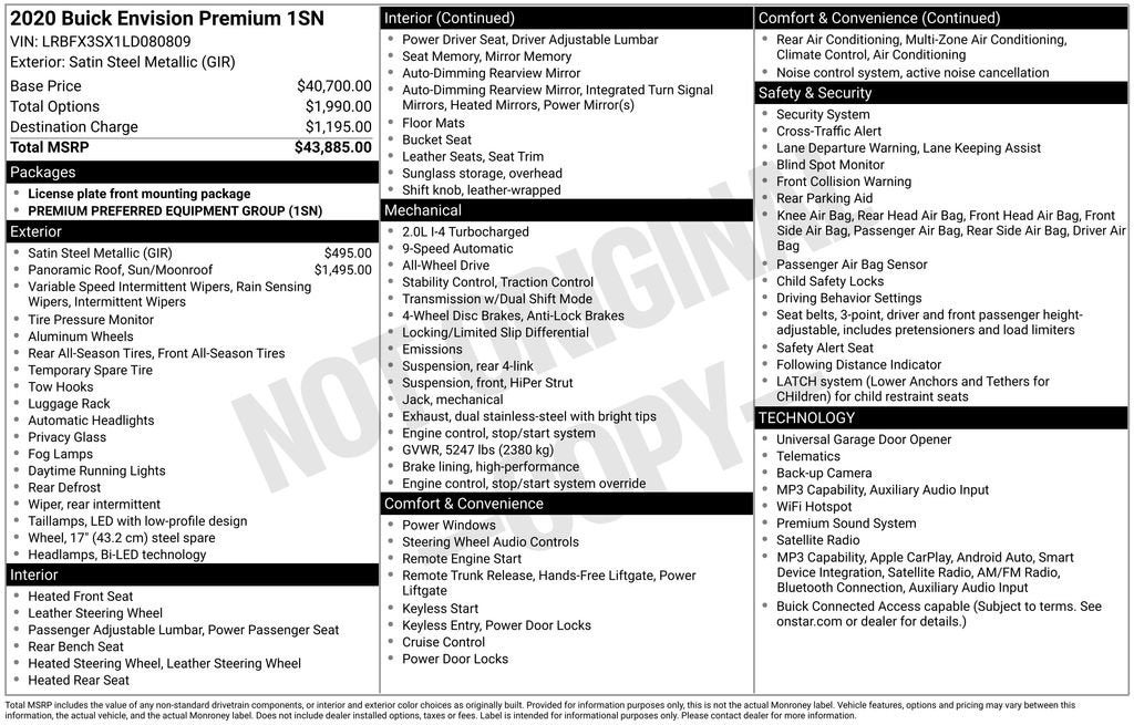 2020 Buick Envision Premium