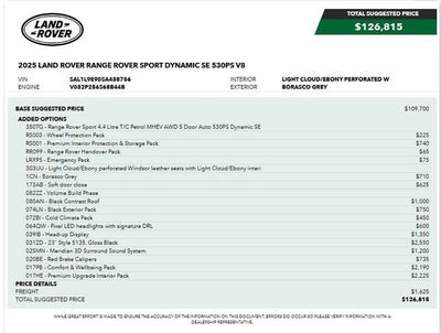 2025 Land Rover Range Rover Sport P530 Dynamic SE