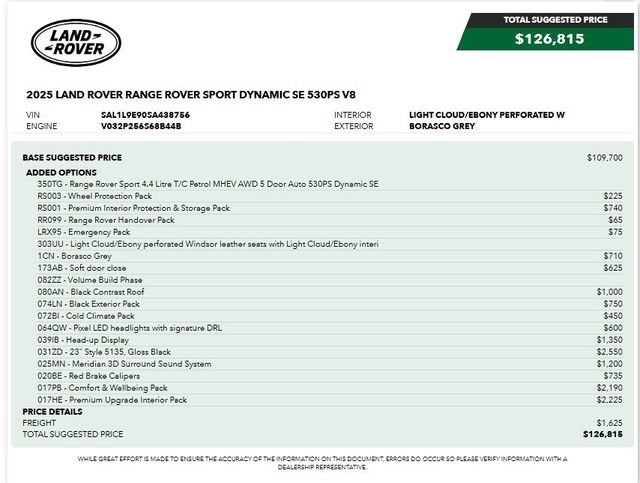 2025 Land Rover Range Rover Sport P530 Dynamic SE