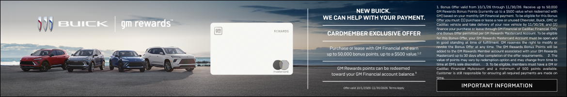 Purchase or lease with GM Financial and earn up to 50,000 bonus points, up to a $500 value.1 and ...